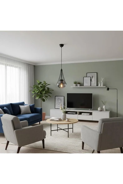 Elizim Home Lighting Lilyum tekli füme cam'lı sarkıt avize ürün görseli 1