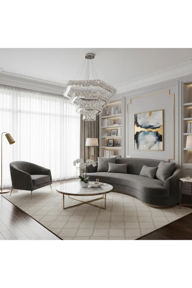 Elizim Home Lighting Kadem kristal taşlı 4 katlı ledli avize ürün görseli 1
