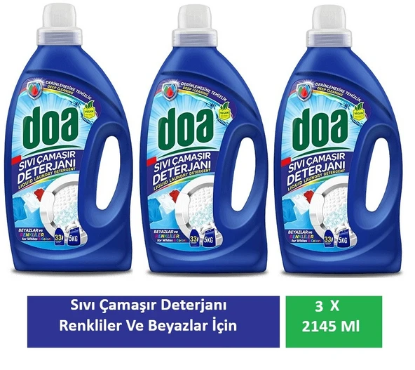 Doa Sıvı Çamaşır Deterjanı Renkliler Ve Beyazlar Derinlemesine Temizlik 3 X 2145 Ml ürün görseli 1