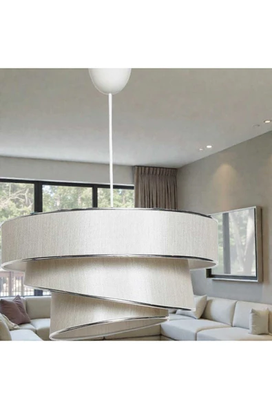 Elizim Home Lighting Pasta 3 katlı krem abajur sarkıt avize ürün görseli 1