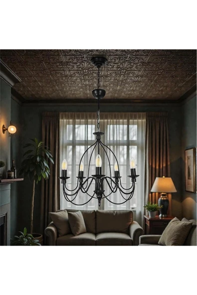 Elizim Home Lighting Santana 5'li siyah avize ürün görseli 1