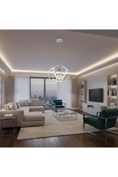 Elizim Home Lighting Dron tek toplu ledli krom sarkıt avize ürün görseli 1