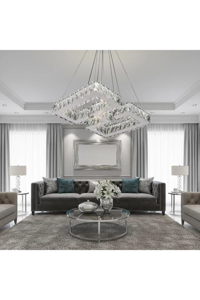 Elizim Home Lighting Labirent kristal taşlı ledli avize ürün görseli 1