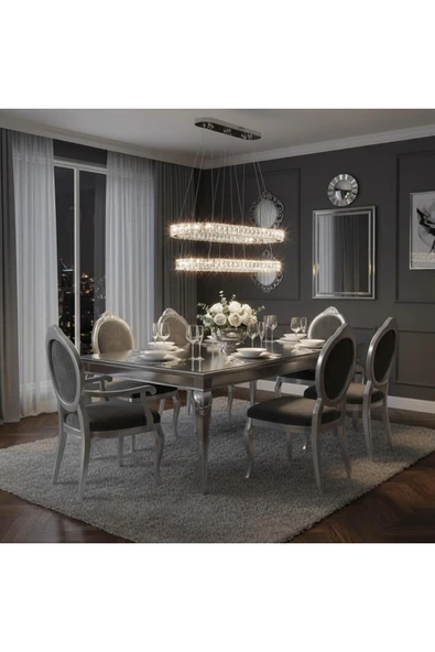 Elizim Home Lighting Kristal elips 2 katlı krom ledli avize ürün görseli 1
