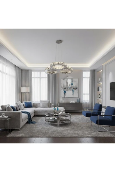 Elizim Home Lighting Luna kristal taşlı ledli avize ürün görseli 1
