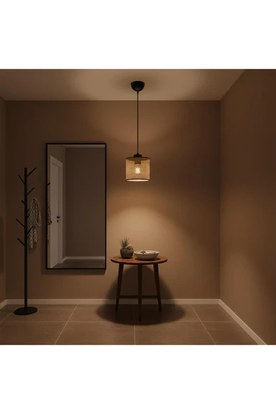 Elizim Home Lighting Antre 15'lik hasır görünümlü abajur sarkıt avize ürün görseli 1