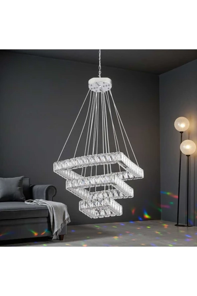 Elizim Home Lighting Kristal taşlı uzaktan kumandalı ledli avize ürün görseli 1