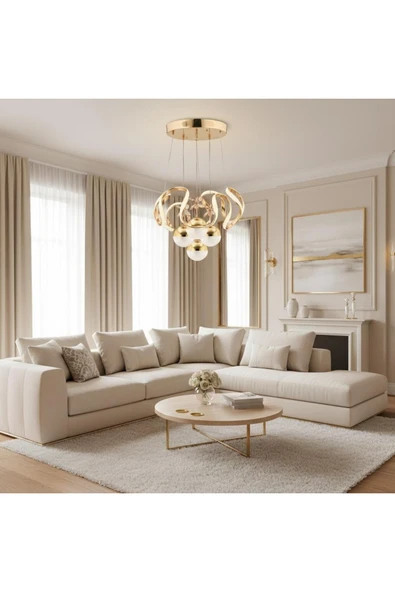 Elizim Home Lighting Dron 3+1 ledli gold avize ürün görseli 1