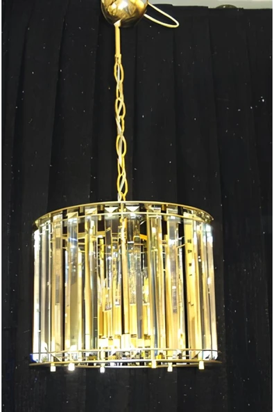 ÖZÇELİKLER Beliz Oval 25 Lik Gold Salon Kristal Taşlı Lüks Luxury Avize ürün görseli 1