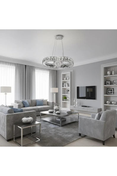 Elizim Home Lighting Sonsuz kristal taşlı ledli avize ürün görseli 1