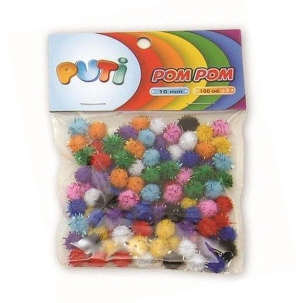 Puti Metalik Küçük 10mm 100 adet PomPom ürün görseli 1