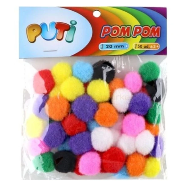 Puti PomPom 20mm 50 adet ürün görseli 1