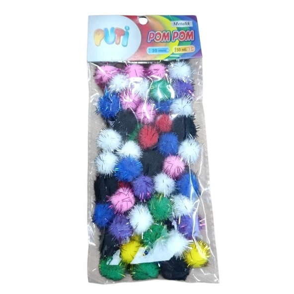Puti Metalik PomPom 20mm 50 adet ürün görseli 1
