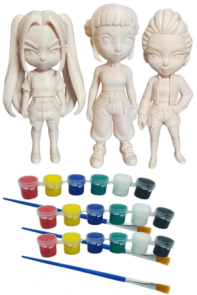 Kpop Figürü 3'lü Set 3d Baskı Boyama Seti ürün görseli 1