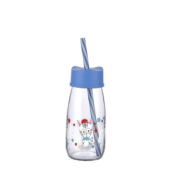 Pipetli Su Ve Süt Şişesi Cam 250 ML - Mavi ürün görseli 1
