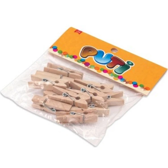 Puti Ahşap Mandal 12li ürün görseli 1