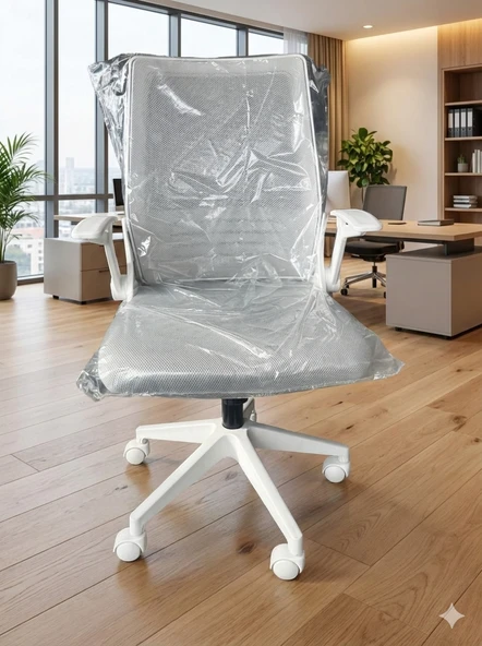 Ergonomik Fileli Ofis Çalışma Koltuğu - Beyaz Fileli Çalışma Koltuğu, Beyaz Ofis Koltuğu ürün görseli 1