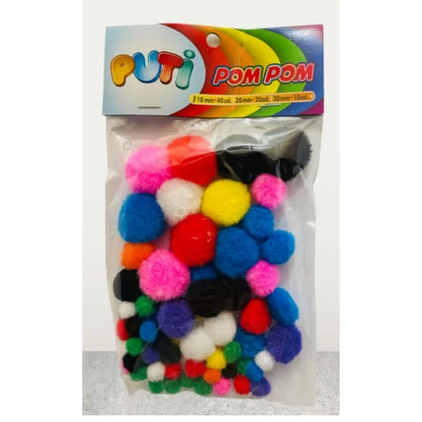 Puti Büyük Orta Küçük Karışık PomPom ürün görseli 1