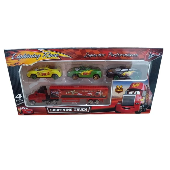Toysan Tır Seti 4'lü Metal Arabalı SPR-50-Yeşil-Sarı-Siyah ürün görseli 1