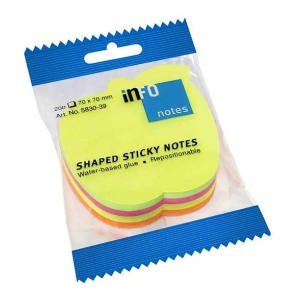 İnfo Notes 68x68Mm Yapışkanlı Notluk Renkli Elma 200 Syf ürün görseli 1