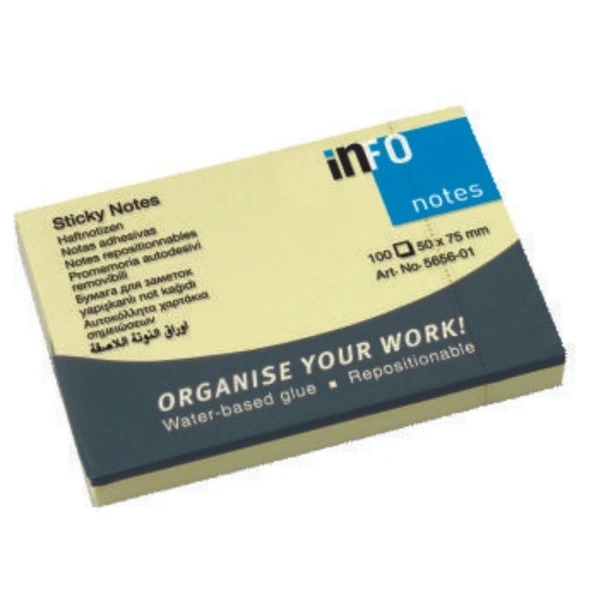 İnfo Notes 50x75Mm Yapışkanlı Notluk 100 Syf Sarı ürün görseli 1