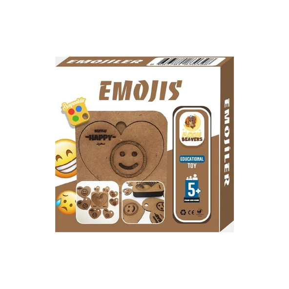 Moon Beavers Boyanabilir Ahşap Emojiler Eğitici Oyuncak ürün görseli 1