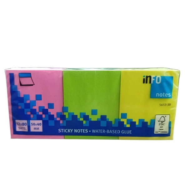 İnfo Notes 50x40Mm Yapışkanlı Notluk 12x80 Syf ürün görseli 1