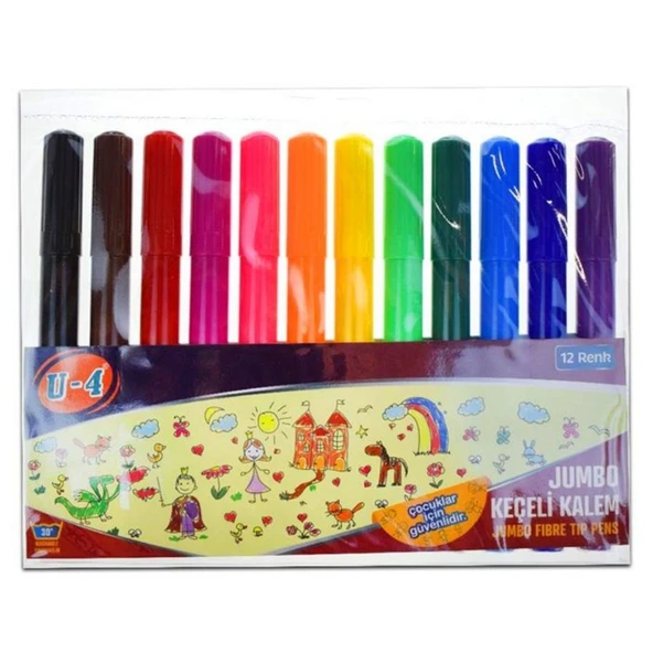 U4 12li Jumbo Keçeli Kalem U4-1083 ürün görseli 1