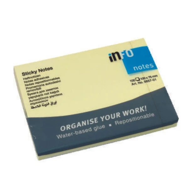 İnfo Notes 125x75 Mm Yapışkanlı Notluk 100 Syf Sarı ürün görseli 1