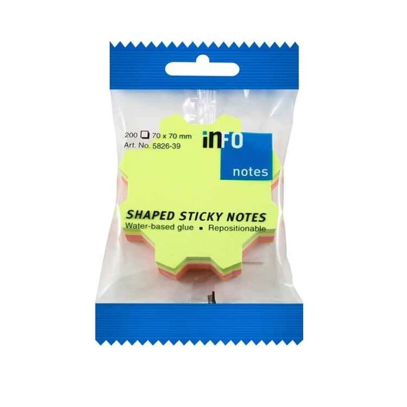 İnfo Notes 68x68Mm Yapışkanlı Notluk Renkli Dişli 200 Syf ürün görseli 1