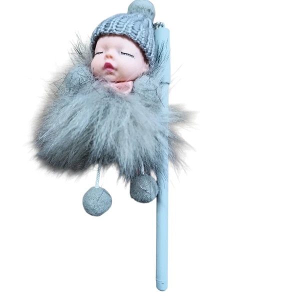 Unicus Uyuyan Bebek Tüylü Jel Tükenmez Kalem MD-029-Gri ürün görseli 1