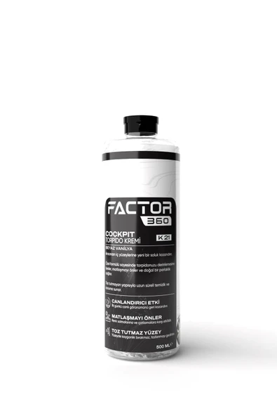 Factor360 Cockpit Torpido Kremi Beyaz Vanilya Kokulu 500 ML ürün görseli 1