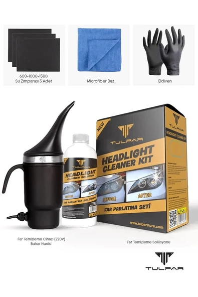 Tulpar Buharlı Far Temizleme Far Parlatma Avantajlı Set Paket (HEADLİGHT CLEANER KIT) ürün görseli 1