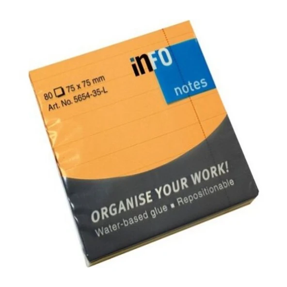 İnfo Notes 75x75 Mm Turuncu Yapışkanlı Notluk 80 Syf ürün görseli 1