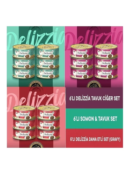 Reflex Plus Delizzia Karışık Yetişkin Kedi Maması Seti 6X85 Gram ürün görseli 1
