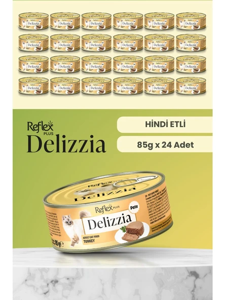 Reflex Plus Delizzia / Kıyılmış Hindi Etli Yetişkin Kedi Maması 85g x 24 Adet ürün görseli 1