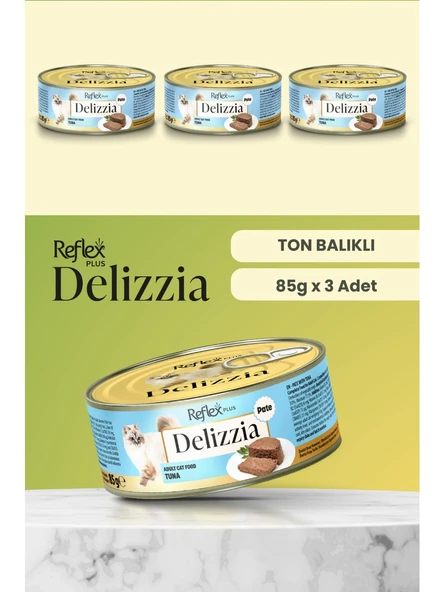 Reflex Plus Delizzia / Kıyılmış Ton Balıklı Yetişkin Kedi Maması 85g x 3 Adet ürün görseli 1