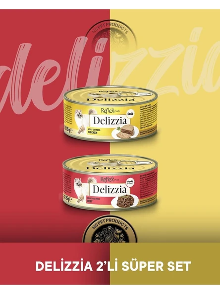 Reflex Plus Delizzia Pate Tavuklu Kıyılmış & Gravy Sos İçinde Dana Etli Yetişkin Kedi Konserve Maması Seti 2x85 gr ürün görseli 1