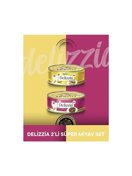 Reflex Plus Delizzia Tavuklu Pate & Tavuklu-Ciğerli Gravy Yetişkin Kedi Maması Seti 2X85 Gram ürün görseli 1
