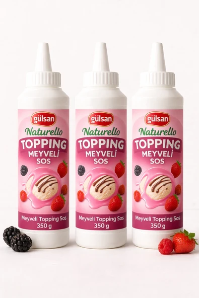 Gülsan Naturello Meyve Aromalı Sos 350 g x 3 Adet (Tatlı, Waffle, Dondurma) ürün görseli 1