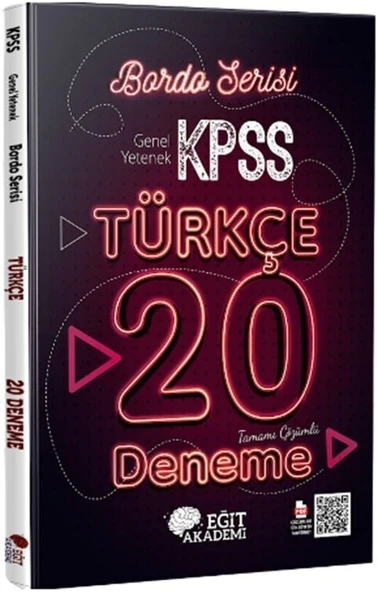 KPSS Türkçe Tamamı Çözümlü 20 Bordo Deneme Sınavı Mehmet Eğit ürün görseli 1