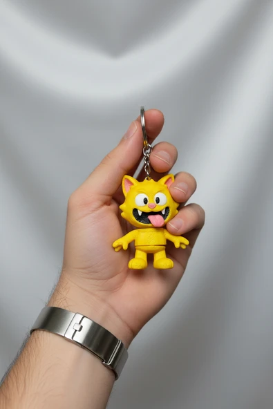 Çılgın Kedi Figürlü Hareketli Anahtarlık - Resim 3