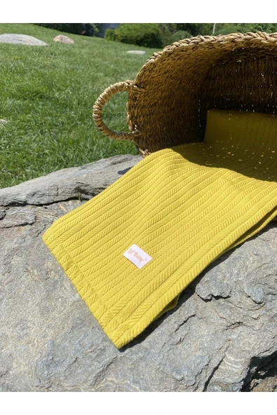 Örgü Desen %100 Pamuk Bebek Pike Battaniye 100x110 ürün görseli 1