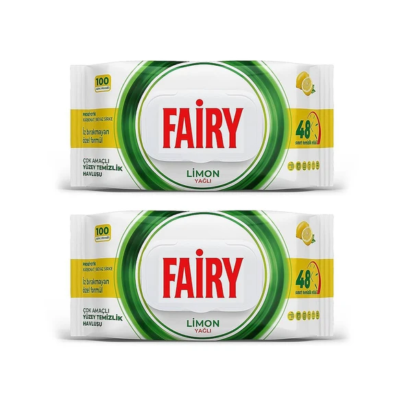 Fairy Yüzey Temizlik Havlusu 100 lü Limon Yağlı x 2 Adet ürün görseli 1