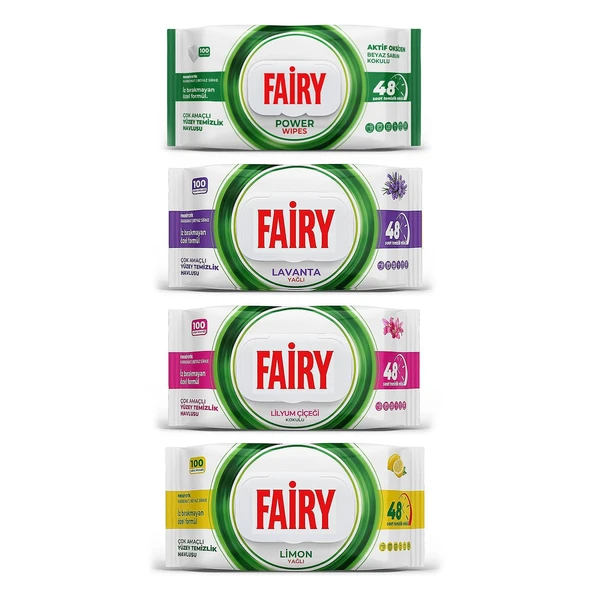 Fairy Yüzey Temizlik Havlusu 100 lü 4 lü Karma Paket ürün görseli 1