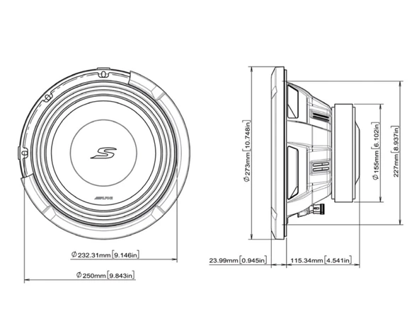 Alpine S2-W10D4 25cm Subwoofer - Resim 6