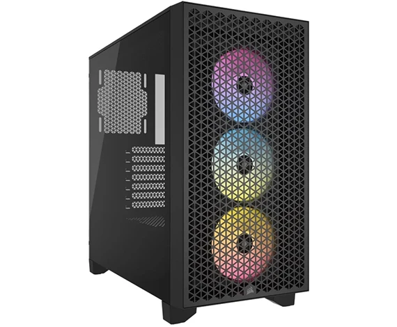 CORSAIR  CC-9020161-EU ICUE 3000D AIRFLOW RGB TEMPERED GLASS MID-TOWER ATX GAMING CASE +CV750 POWER SUPPLY BLACK ürün görseli 1