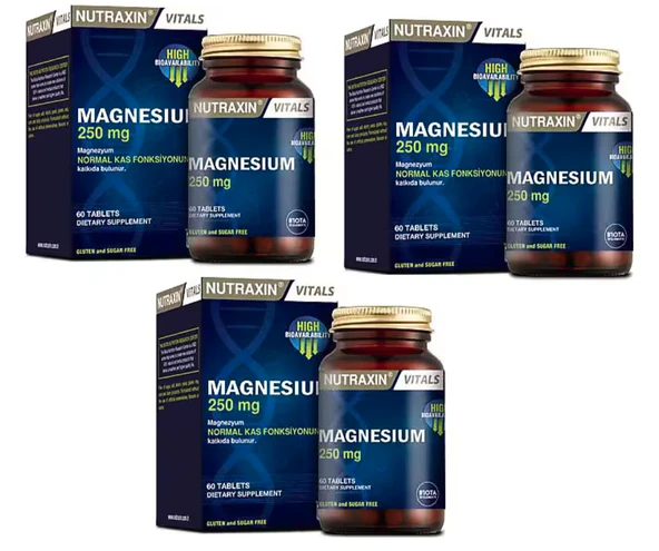 Nutraxin Magnesium Citrate 250 mg 60 Tablet 3 Adet ürün görseli 1