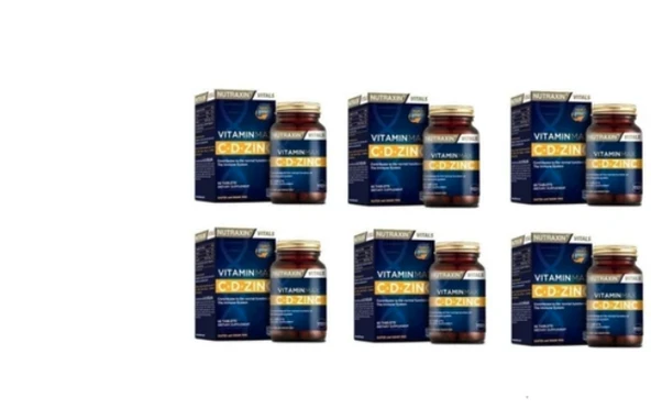 Nutraxin Vitamin Max C + D Zinc 60 Tablet 6 Adet ürün görseli 1