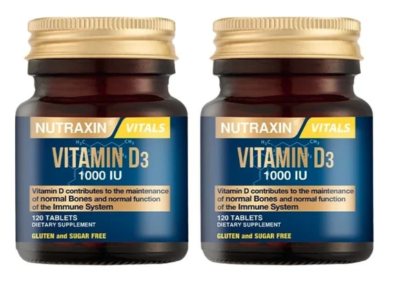 Nutraxin Vitamin D3 1000 IU 120 Tablet 2'li ürün görseli 1